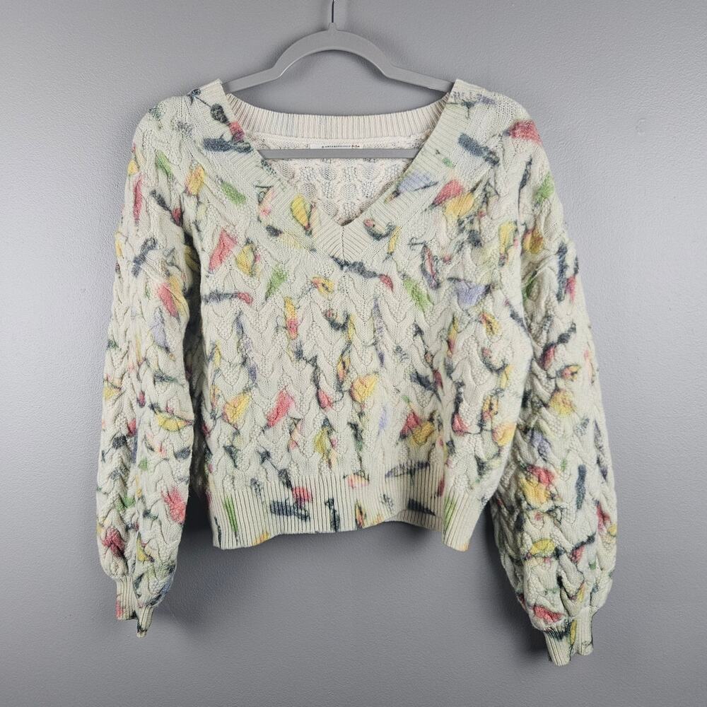 Anthropologie Catch of the Day Cable Knit Wool Sweater Size XS